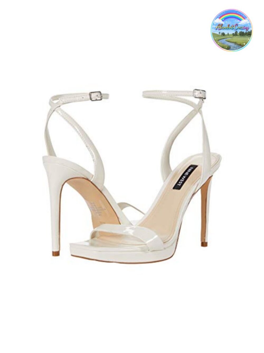 Nine West Zadie Heeled Sandals Stiletto Heel Ankle Strap Square Toe Leather